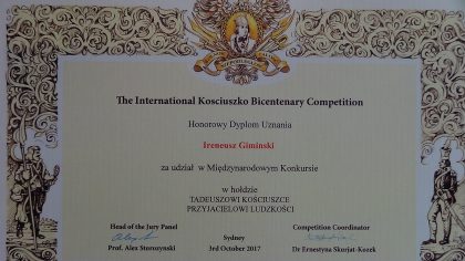 Konkurs kościuszkowski – nagroda dla Ireneusza Gimińskiego