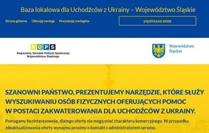 Internetowa baza lokalowa dla uchodźców z Ukrainy [Regionalny Ośrodek Polityki Społecznej Województwa Śląskiego]